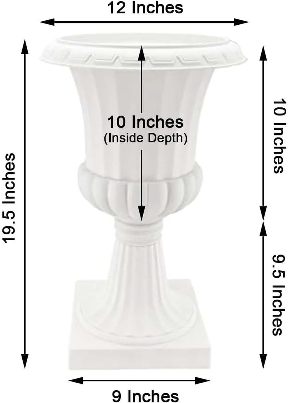 Efavormart 2 Pack - 20" PVC Urn Planter, Floral Pedestal Flower Pot White Plant Stand for Wedding, Party, Event, Home, Stage, Garden, Balcony Decoration