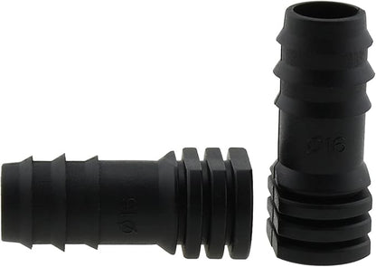 E-outstanding 12Pcs Irrigation Fittings End Plugs POM Plastic End Plugs for 1/2inch Drip Tubing Compatible Drip Sprinkler Systems, Black 16mm