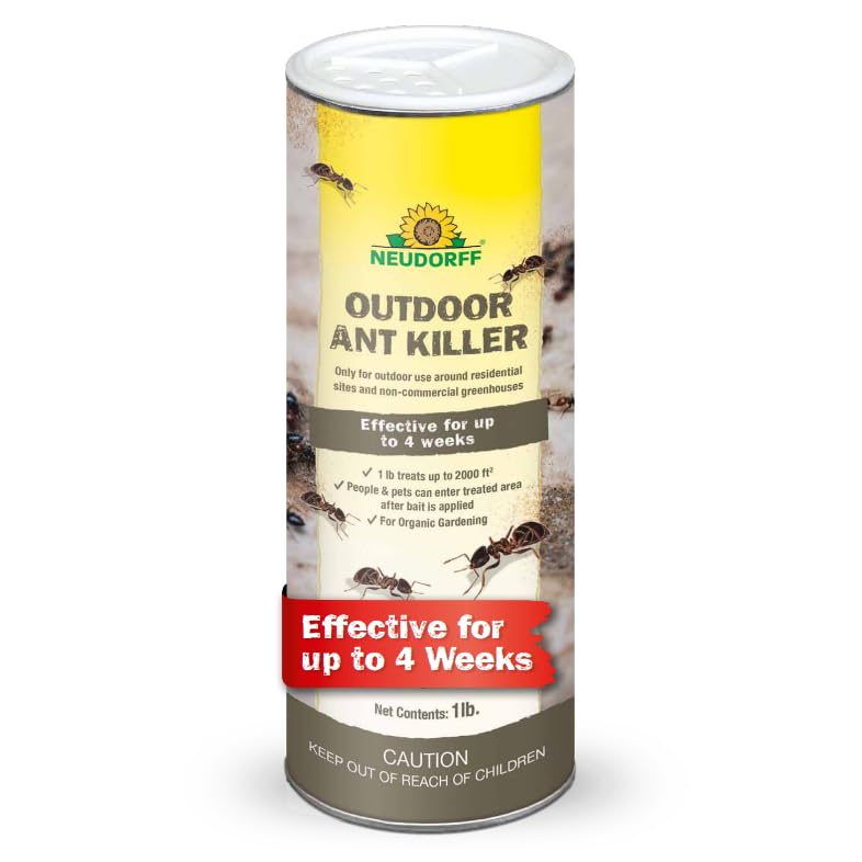 Neudorff Outdoor Ant Killer, Ant Bait Granules 1 lbs Treats up to 2,000 sq. ft. & Lasts up to 4 Weeks, Home Perimeter Treatment for Organic Gardening, Insect Bait Attracts and Kills (1 lb)