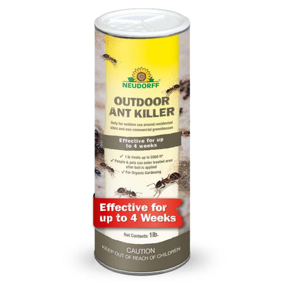Neudorff Outdoor Ant Killer, Ant Bait Granules 1 lbs Treats up to 2,000 sq. ft. & Lasts up to 4 Weeks, Home Perimeter Treatment for Organic Gardening, Insect Bait Attracts and Kills (1 lb)