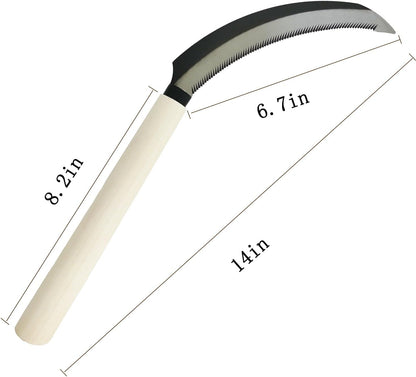 Grass Sickle Saw Tooth Hand Harvest Sickle with Wooden Handle