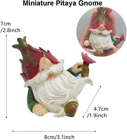 Purple Star Mini Gnome Fairy Garden Gnome Miniature Figurines for Fairy Garden Accessories Outdoor Small Resin Gnomes Statue Decor for Plant Pots Decorations Red