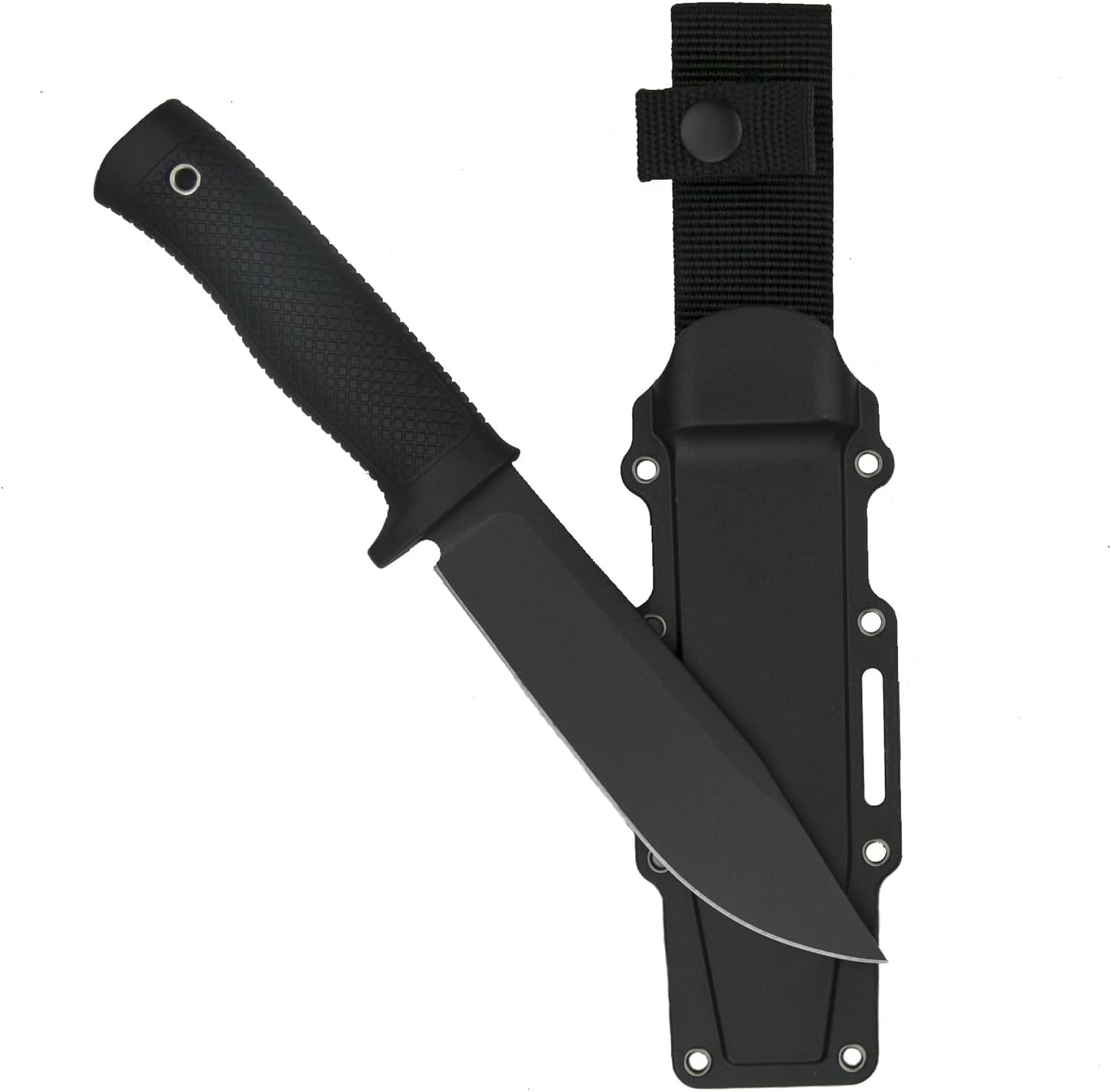 Tactical Fixed Blade Knife, 5.87 inch Blade, 4.65 inch Kray-Ex Handle, Stonewashed 420 Stainless Steel, with Secure-Ex Sheath for Outdoor Camping Hunting Survival (B-Black)
