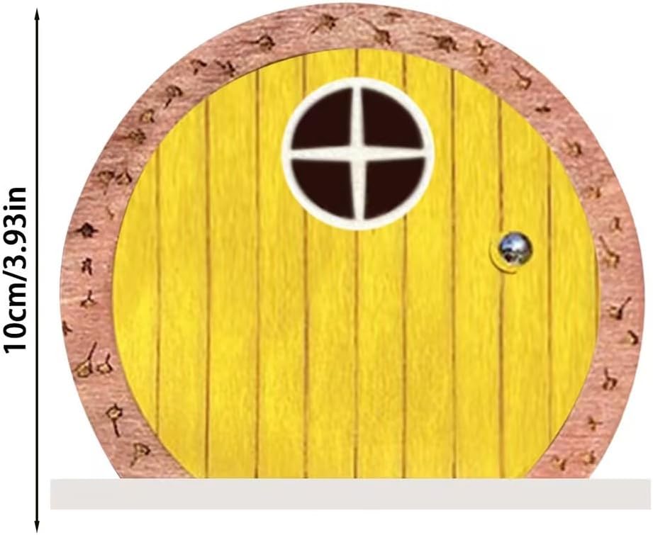 Yellow Archway Mini Fairy Garden Door for Tree, 3D Miniature Fairy Door for Fairytale Tiny House Doors, Bonsai Terrarium Micro Landscape Decoration Accessories Garden Miniatures