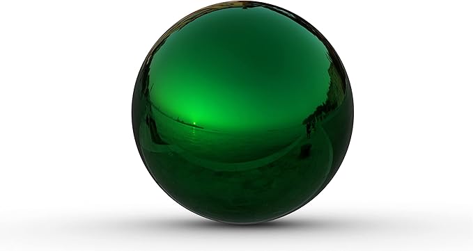 Lulu Decor, Size 12 Green Stainless Steel Gazing Mirror Ball, Smooth Reflective Shiny Garden Decoration Globe