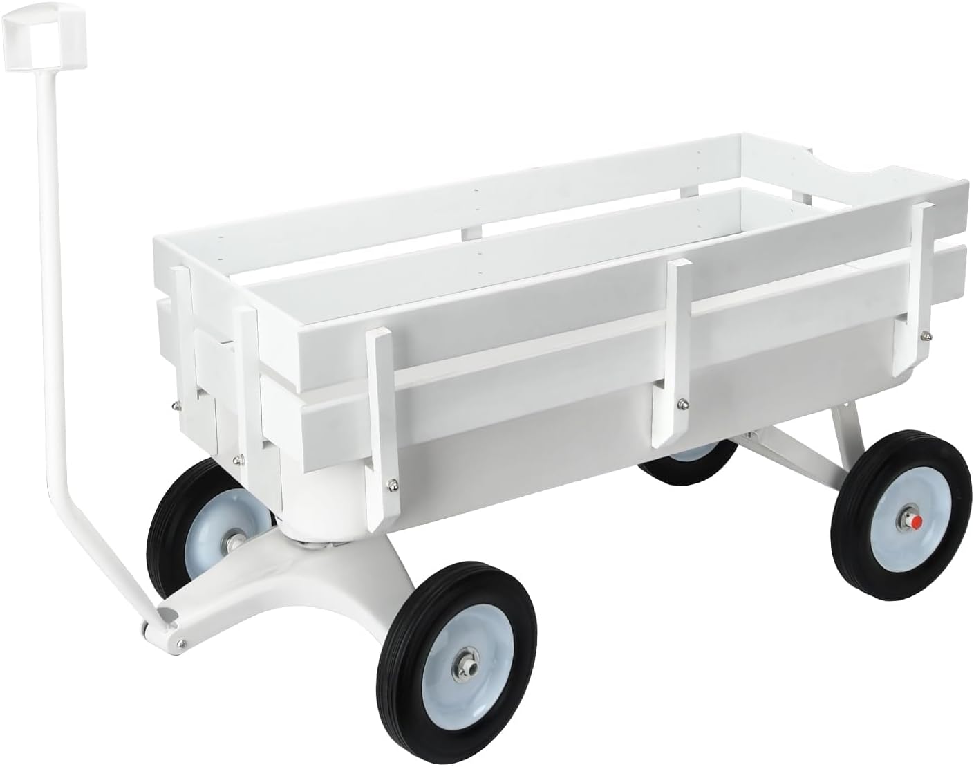 All Terrain Wagon,Heavy Duty 33Inch Sport Cargo Wagon with Removable Wooden Side Panels,Big Tires and Wide Grip Handle,Ideal for Weddings and Flower Girls,White