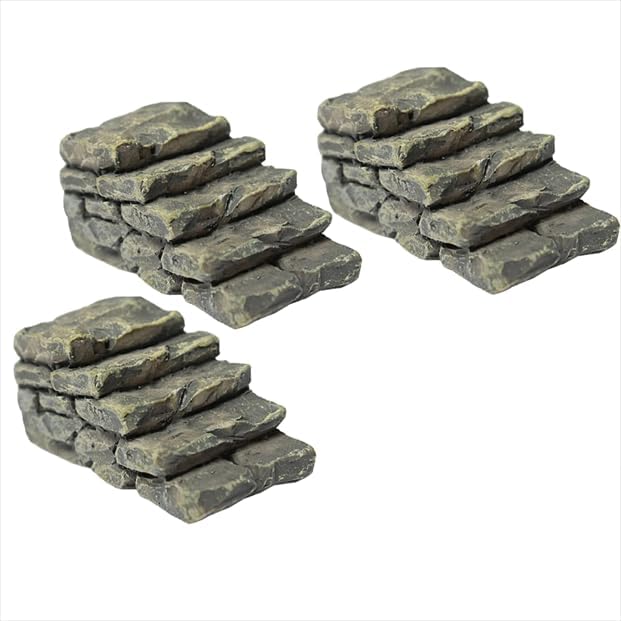 3 Pcs Miniature Resin Bridge Stair Stone Straight Bridge Stairs Stone Steps Garden Fairy Ornament Flower Pot Plant Micro Landscaping Decor Bonsai Craft Straight Stairs Outdoor Statues Outdoor Décor