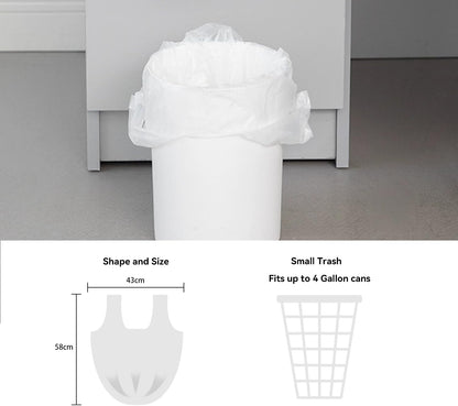 4 Gallon Trash Bag with Handles, Pack of 88, Multipurpose Small Garbage Bags for Home, Office, 43x58cm,3.8g/pcs, Unscented, White