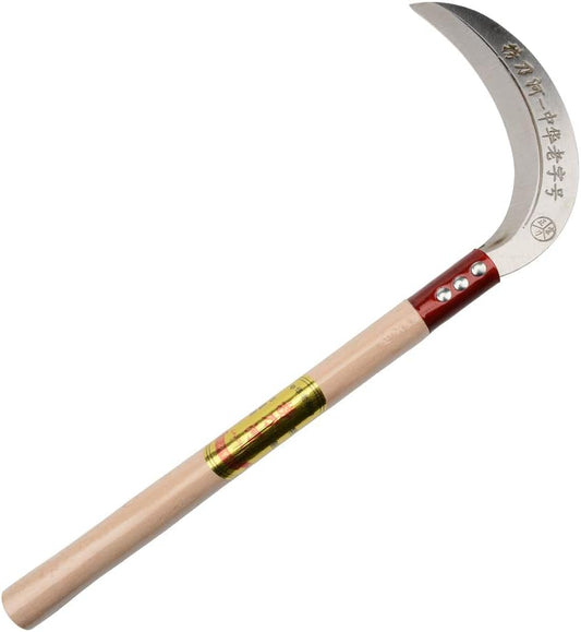 KEYI Steel Grass Sickle,Clearing Sickle,Manganese Steel Blade/Hardwood Handle Hand held Sickle Tool - Multipurpose Gardening Weeding Grass Sickle and Farming Portable Safety Sickle