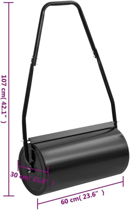 Garden Lawn Roller with Handle for Lawn Garden Yard, Grass Aerator, Yard Roller Black 11.1 gal Iron and Steel