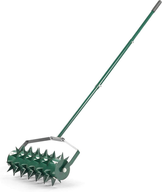 Outvita 60’’ Rolling Lawn Aerator, Heavy Duty Manual Aerator Lawn Tool for Garden Yard Patio with W-Shaped Blades ＆ 49" Handle (Green)