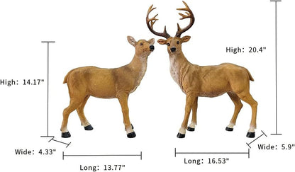 JHVYF Adorable Resin Deer Statue Decor for Garden Yard Buck & Doe Lying Outdoor Sculptures for Home Decor 319-322