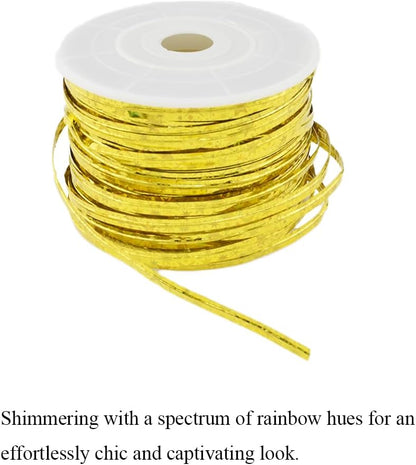 HAHIYO 100Yards/300Feet/91M Holographic Gold Metal Twist Ties Bread Candy Coffee Bag Ties Plant Garden Twist Ties for Cellophane Treat Bags Gift Wraping Bags Plastic Bags Party Cake Present Art Crafts