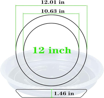 Plant Saucer 2 Pack of 12 inch, Clear Plastic Flower Plant Pot Saucer, Heavy Duty Plant Drip Trays Saucers for Indoor, Plant Water Tray for Planters