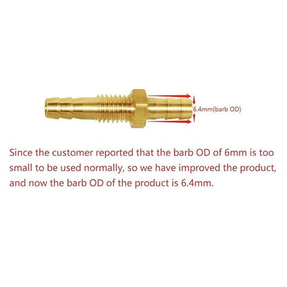 Joywayus 1/4'' Hose Barb Thru-Bulk Head Hex Union Brass Fitting With Flat Washer Gasket Water/Fuel/Air