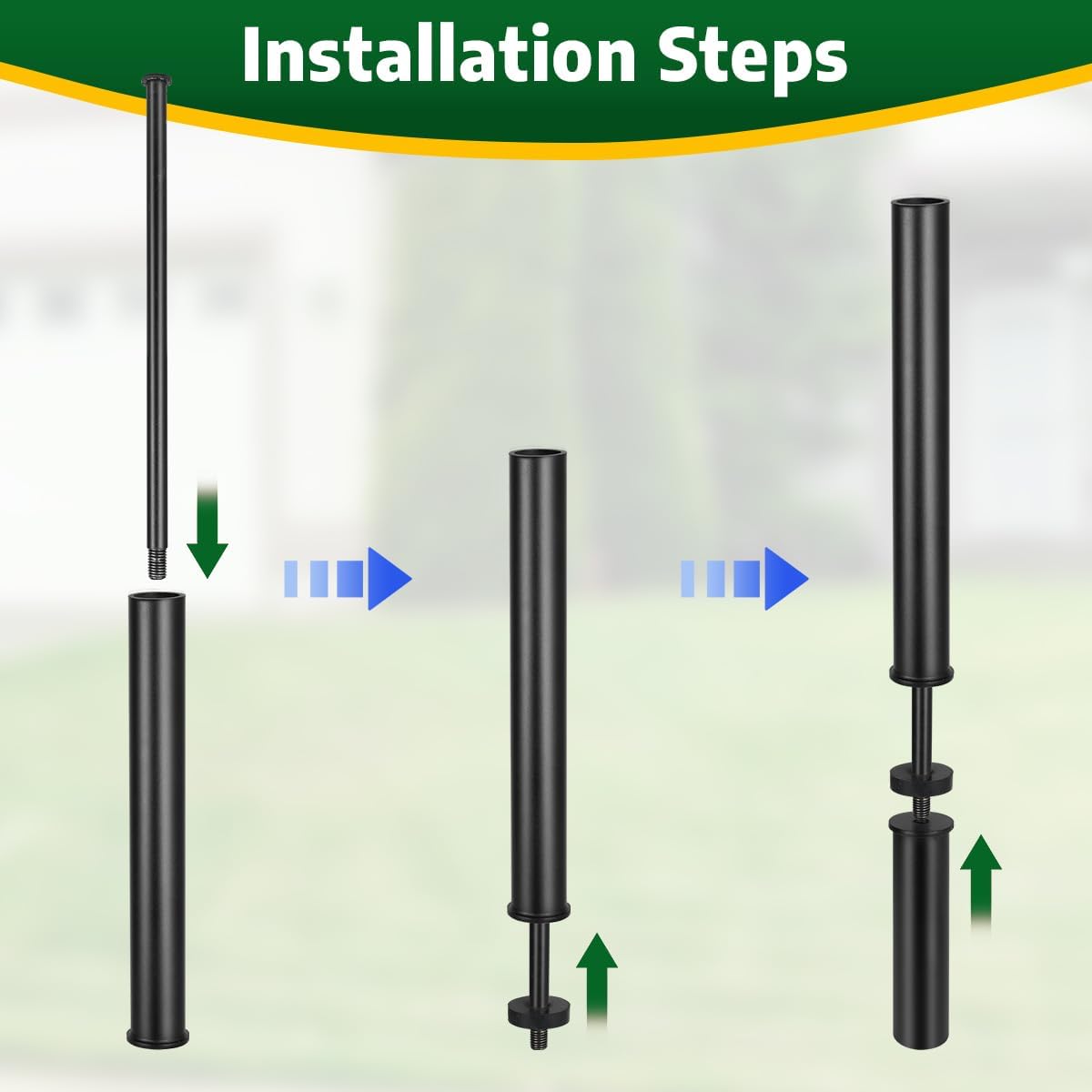 T Post Driver - Fence Post Driver Heavy Duty, Black Post Pounder for 1.2" Metal U Posts, T Posts, Garden Fence