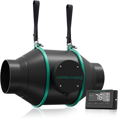 MARS HYDRO 4 Inch Inline Duct Fan with Temp Controller, Exhaust Fan for Grow Tents, Hydroponics