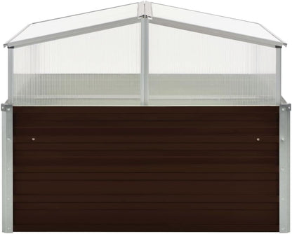 Galvanized Steel Greenhouse, Raised Garden Bed with Greenhouse, Metal Planter Box with Polycarbonate Mini Greenhouse, Brown 39.4"x39.4"x33.5" Galvanized Steel,-106