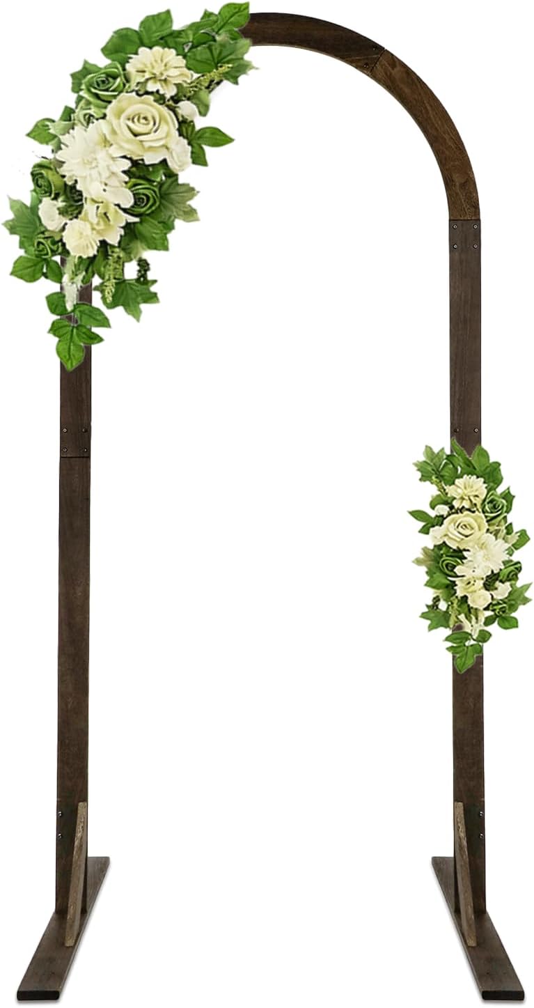 6.9 FT Wooden Arches Semicircle Wood Arch Wooden Wedding Arches Wood Wedding Arch Backdrop Stand for Indoor Outdoor Wedding Party Garden Beach Forest Rustic Boho Decor
