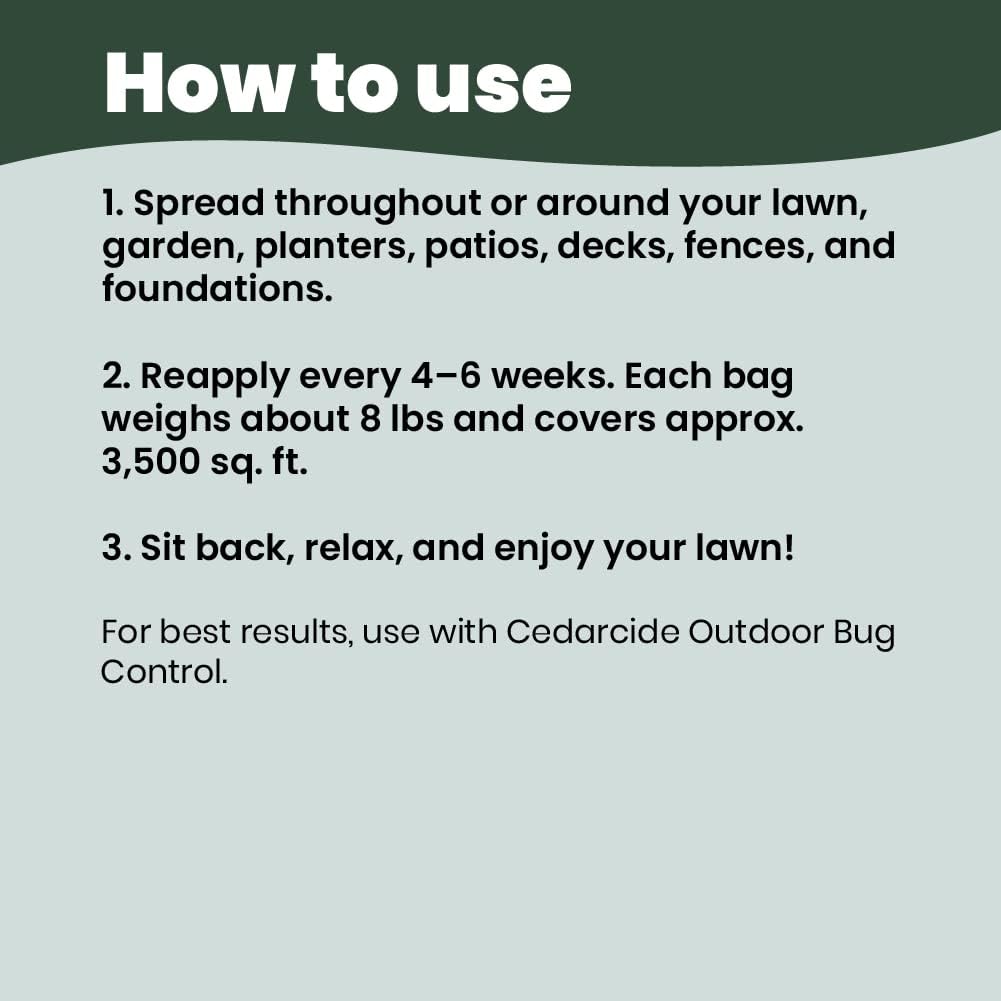 Cedarcide Lawn, Home & Garden Cedar Granules | Repels Fleas, Ticks, Ants & Mosquitoes | Smells Great, Easy to Use | Family & Pet Safe | 2 Bags (16 Lbs)
