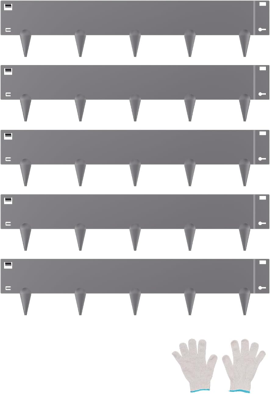 VEVOR Steel Landscape Edging, 5 Packs 39 x 5 in Rust-Resistant Metal Landscape Edging, Bendable Garden Edging Border, Heavy Duty Lawn Edging, Easy-to-Install, Flower Bed Yard Pathway Divider Dark Gray
