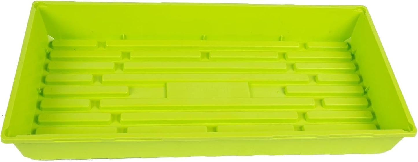 SUNPACK 10" x 20" Mega Plastic Seed Starting Tray, Lime Green, 2.5" - No Drainage Holes, Ideal for Greenhouses or Indoor Gardening - Made of Thick, Strong Plastic