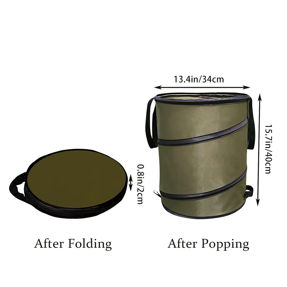 Camping Trash Can, Pop-Up Trash Can/Recycle Bin, Reusable Yard Waste Bags/Lawn Bags/Leaf Bags, Car Garbage Can, Foldable Camping Recycling Bin 2-Pack (Green10gallons)