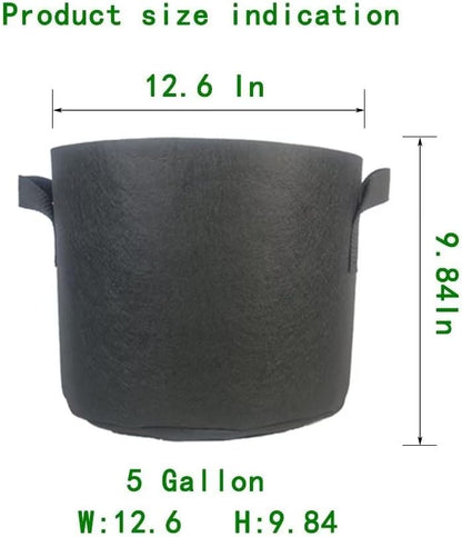 WEIFENG Grow Bags 5 Gallon Thickened Fabric Planting Bag 5-Pack Plant Pots with Handles