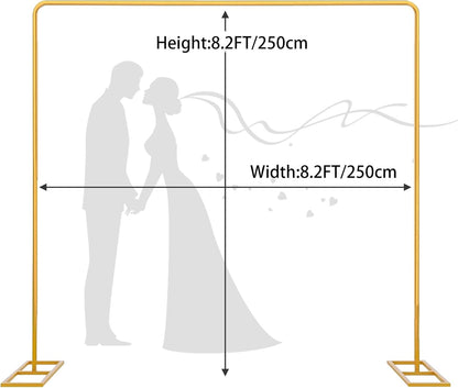 Wedding Arch Backdrop Stand Square 8.2FT Heavy Duty Metal Frame, Balloon Arch Stand Adjustable Photo Booth Decor for Baby Showers, Halloween Parties, Birthdays, Anniversaries
