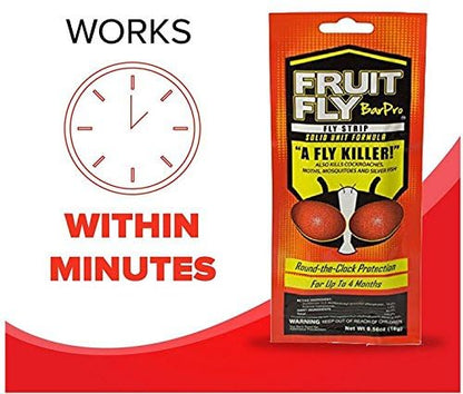 Fruit Fly BarPro – Vapor-Activated Insect Control Strip – Better Than Fruit Fly Traps – Kills Flies, Gnats, Roaches, Mosquitoes, and More – Odorless, 4 Month Protection