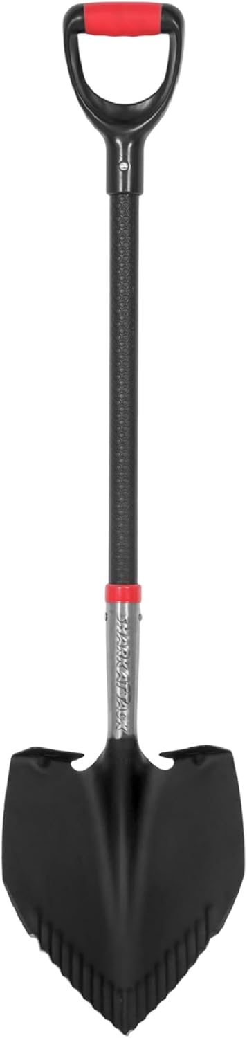 SHARK ATTACK Heavy Duty Garden Shovel 43.3 inch with D-Grip Handle, 6.3'' Serrated Steel Blade for Digging and Landscaping, Beach Shovel, Car Snow Shovel