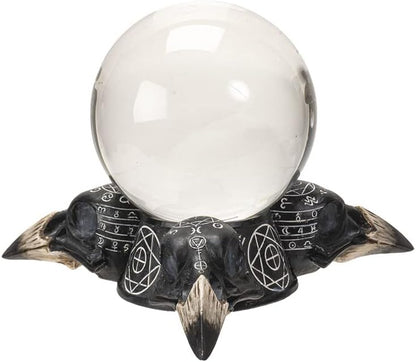Pacific Giftware Raven Skulls and Crystal Ball Figurine, 5.5-inch Length, Cold Cast Resin, Table Decoration