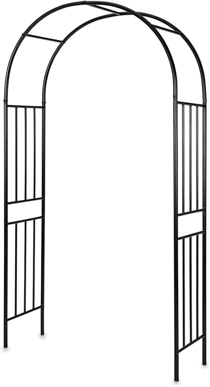 Metal Garden Arch Arbor Trellis – Heavy Duty Steel Garden Arbor for Climbing Plants, Wedding Ceremony, Party & Outdoor Decoration – Weather-Resistant Black Garden Archway for Lawn, Patio, and Pathway