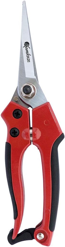Kamikaze KM13 Single Hand Pruning Shears - Semi Professional - 25 mm Ø Curved Scissors - Gardening Scissors - Steel Handles - With Case (Straight Blade 15 mm)
