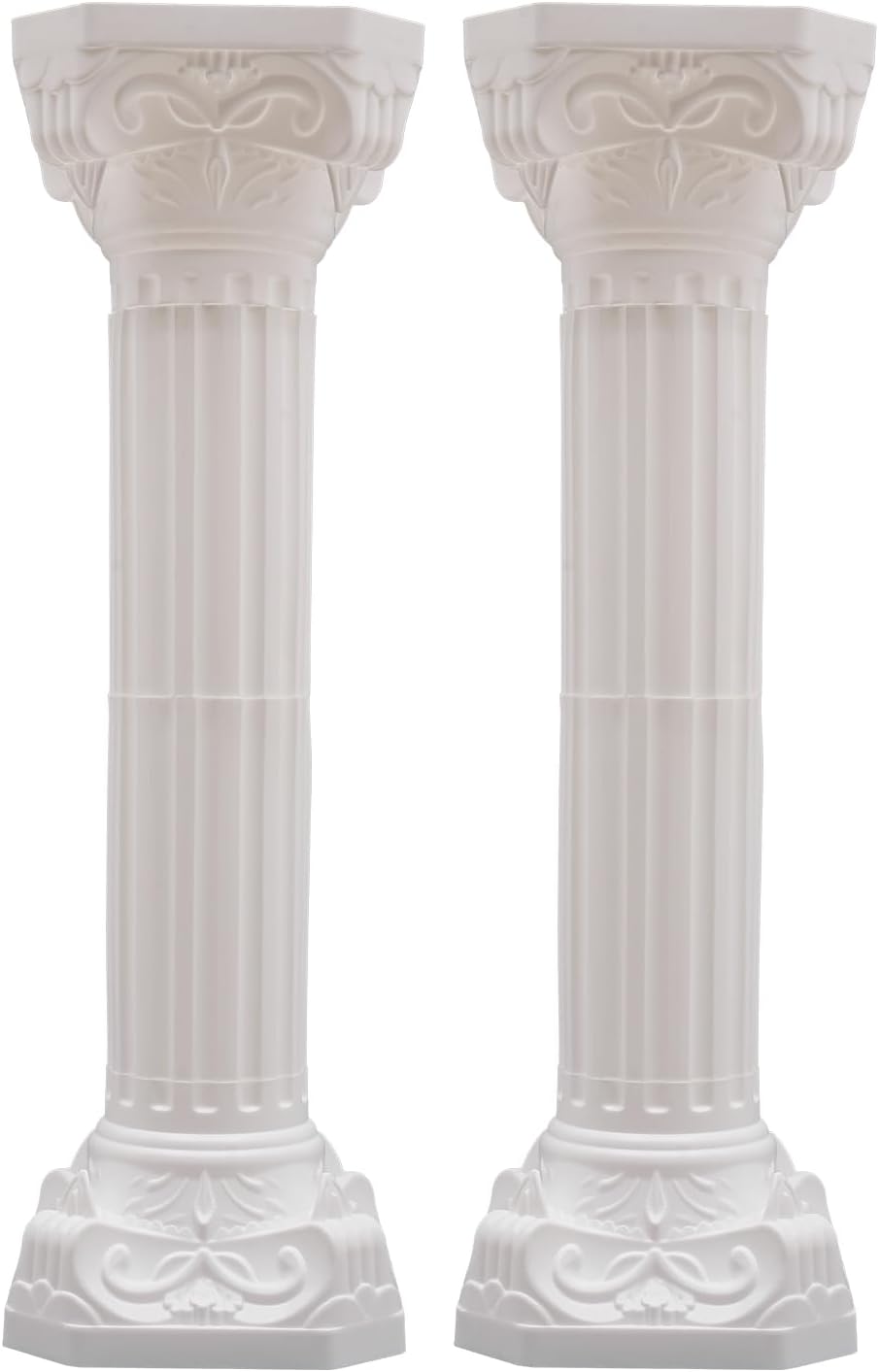 Roman Columns Wedding Column Stand Roman Pillar Plant Stand Plastic Greek Column Statue Pedestal Flower Pot Holder Decor, Wedding Event Party Elegant Decorative Column (White, 2Pcs, 10.63x34.65 Inch)