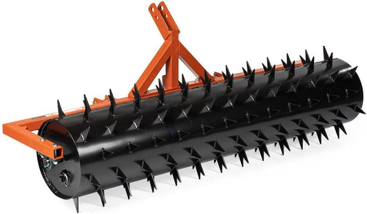 Titan Attachments 3 Point 6 ft Drum Spike Aerator, Fits Cat 1 & 2 Tractors, Tow-Behind Soil Penetrator, Adjustable Weight for Compact Soil, Pull Behind Lawn Tool for Drainage & Fertilization