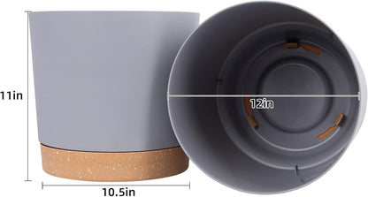 QCQHDU 12 inch Plant Pot, 2 Pack Planters for Indoor Plants with Drainage Holes & Saucer, Outdoor Flower Pots Home Garden Modern Decor