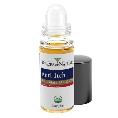 Forces of Nature Anti-Itch Extra Strength, Natural Relief for Itchy Skin from Bug Bites, Insect Stings, and Poison Ivy, Organic Homeopathic Medicine with Easy Rollerball Application, 0.14 Fl Oz