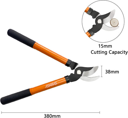 SHIND Lopper Heavy Duty Branch Cutter Tree Clippers with Compound Action, Chops Thick Branch Ease, Garden Loppers Pruning, 15 Inch Tree Trimmer with 1.6” Clean Cut Capacity (15 Inch）