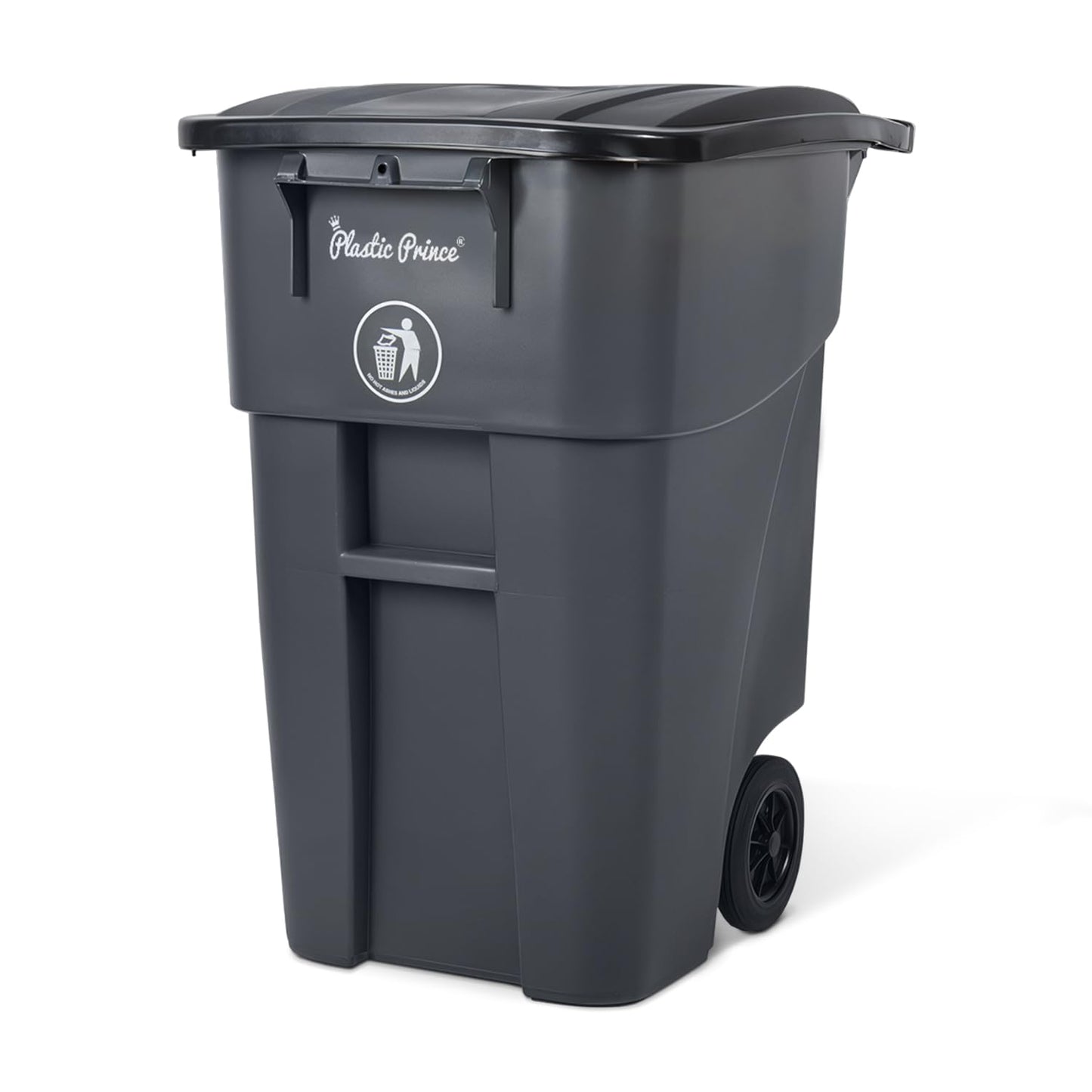 50 Gallon Trash Can, Gray Outdoor Garbage Can, Large Outside Trash Bin, Rolling Commercial Container, Outdoor Trash Can with Lid and Wheels for Back of House, Office, Warehouse, Garage