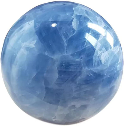 Blue Celestite Crystal Sphere Ball with Wood Stand Large Healing Crystals Sphere Sculpture Home Office Decoration Fengshui Meditation Healing 100mm 3.93'' (Blue Celestite, 3.93")