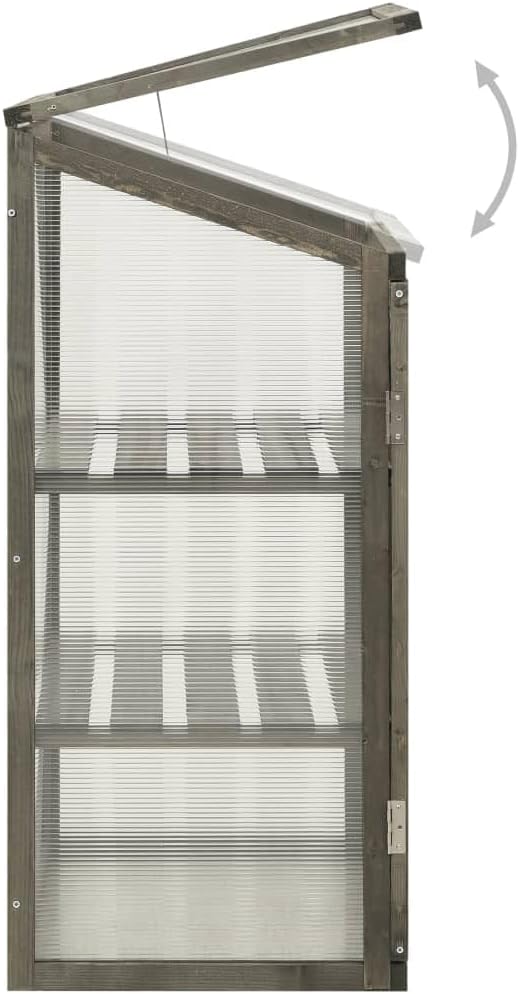 Wooden Garden Greenhouse，Wood Raised Plants Bed Raised Flower Planter Box, Garden Wood Cold Frame Greenhouse Flower Planter, Gray 23.6"x17.7"x39.4" Firwood,-681