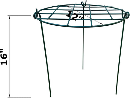 12 x 16 inch Poeny Cage Grow Through Grid Plant Brace Flower Support Rings, Pack of 5 Round Metal Plant Stakes Rings, Strong Large Garden Supports for Flowers, Peonies, Rose, Lily