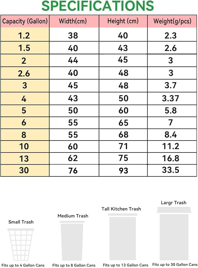 30 Ggallon Trash Bags, Pack of 10 Large Trash Bags Garbage Bag, 76x93.8cm,33.5g/pc, Unscented, White