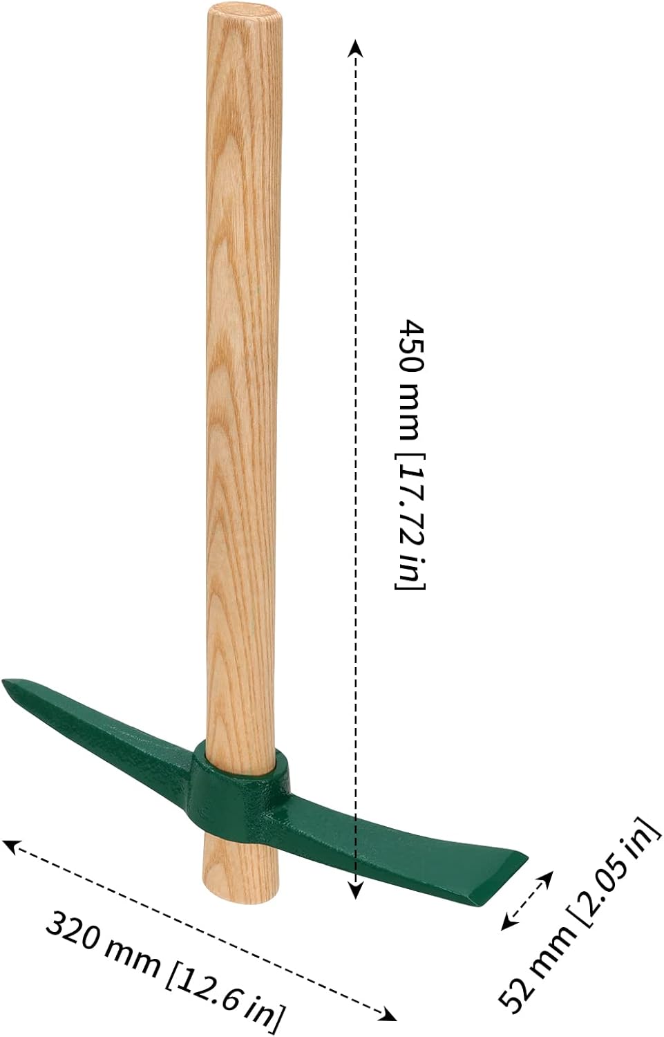 MANCHAP 2 PCS 17.7 Inch Garden Pickaxe Mattock, Small Garden Pick Axe Tool with Hardwood Handle for Gardening, Digging, Cultivating, Camping or Prospecting