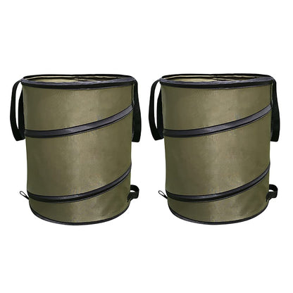 Camping Trash Can, Pop-Up Trash Can/Recycle Bin, Reusable Yard Waste Bags/Lawn Bags/Leaf Bags, Car Garbage Can, Foldable Camping Recycling Bin 2-Pack (Green10gallons)