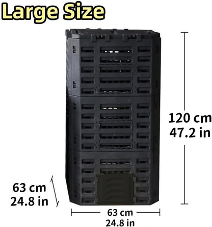 Large Fertilizer Fermentation Box, Plastic Compost Bin, Lightweight Outdoor Composting Box Suitable for Garden, Courtyard and Kitchen(Black,Large)