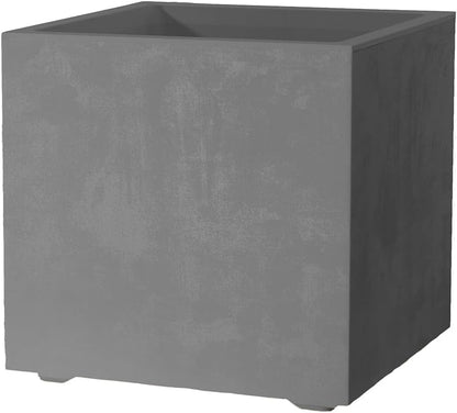 Deroma Millennium 10” Cube Planter | Light & Durable Plastic | Indoor or Outdoor Square Pot for Patio/Porch | Includes Water Reserve & Drain Plug | Trendy Planter for Plants, Flowers, Garden | Grey