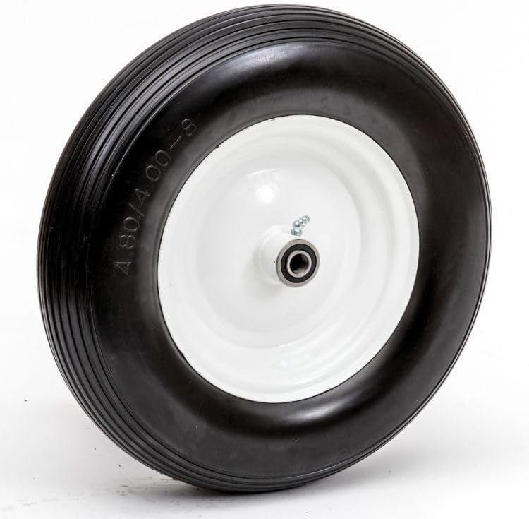 16" Flat Free Wheelbarrow Tire | Replacement Wheel for Wheelbarrow, Trailer, Wagon | Durable Wheel with 4" to 6" Hub | Compatible with 6" Hub with Spacers | 5/8" Bearing | Lapp Wheels
