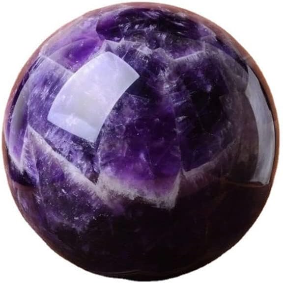 StoneStory Amethyst Crystal Sphere Ball with Wood Stand Large Healing Crystals Sphere Sculpture Home Office Decoration Fengshui Meditation He